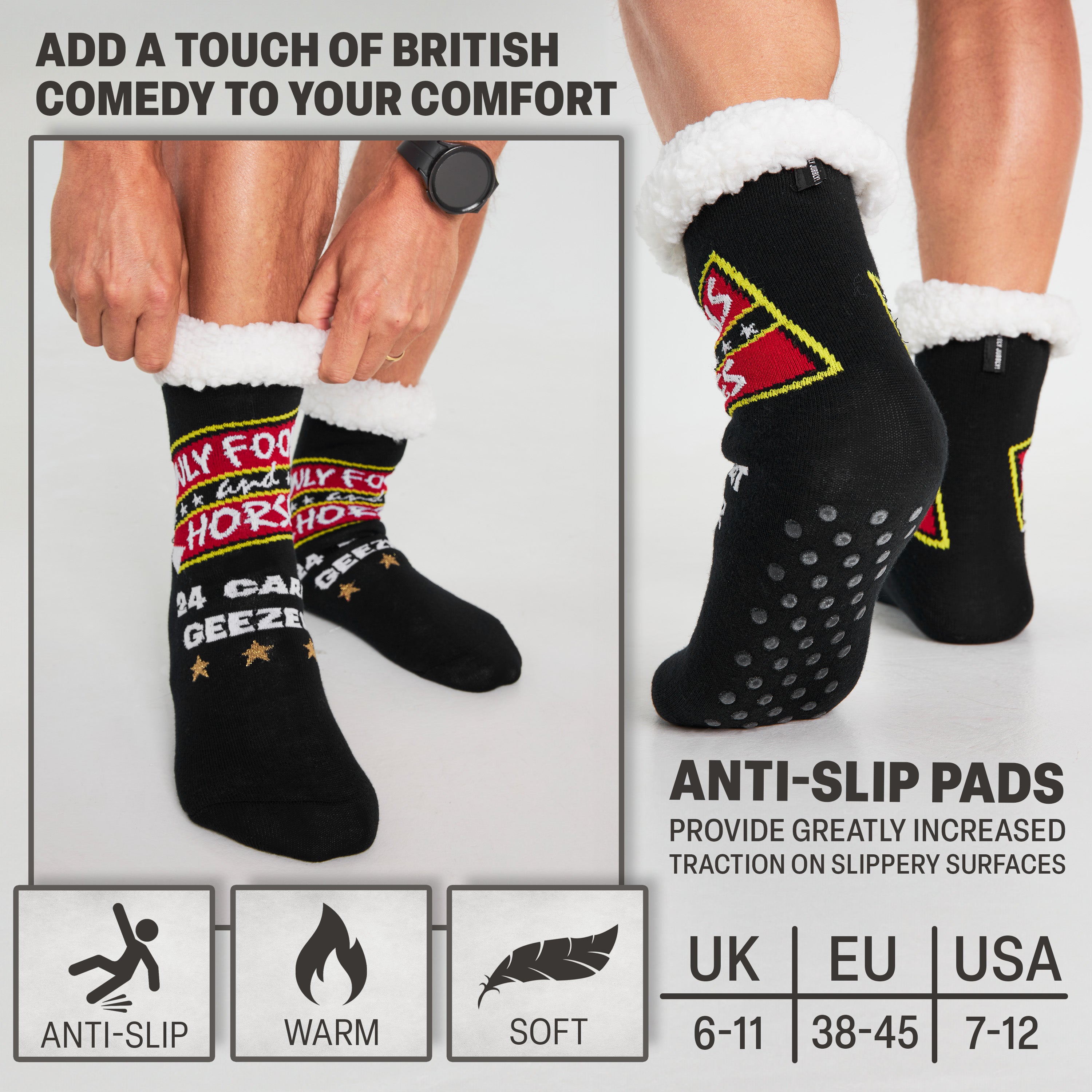 Only Fools and Horses Mens Slipper Socks, Warm Non Slip Bed Socks - Mens Gifts - Get Trend