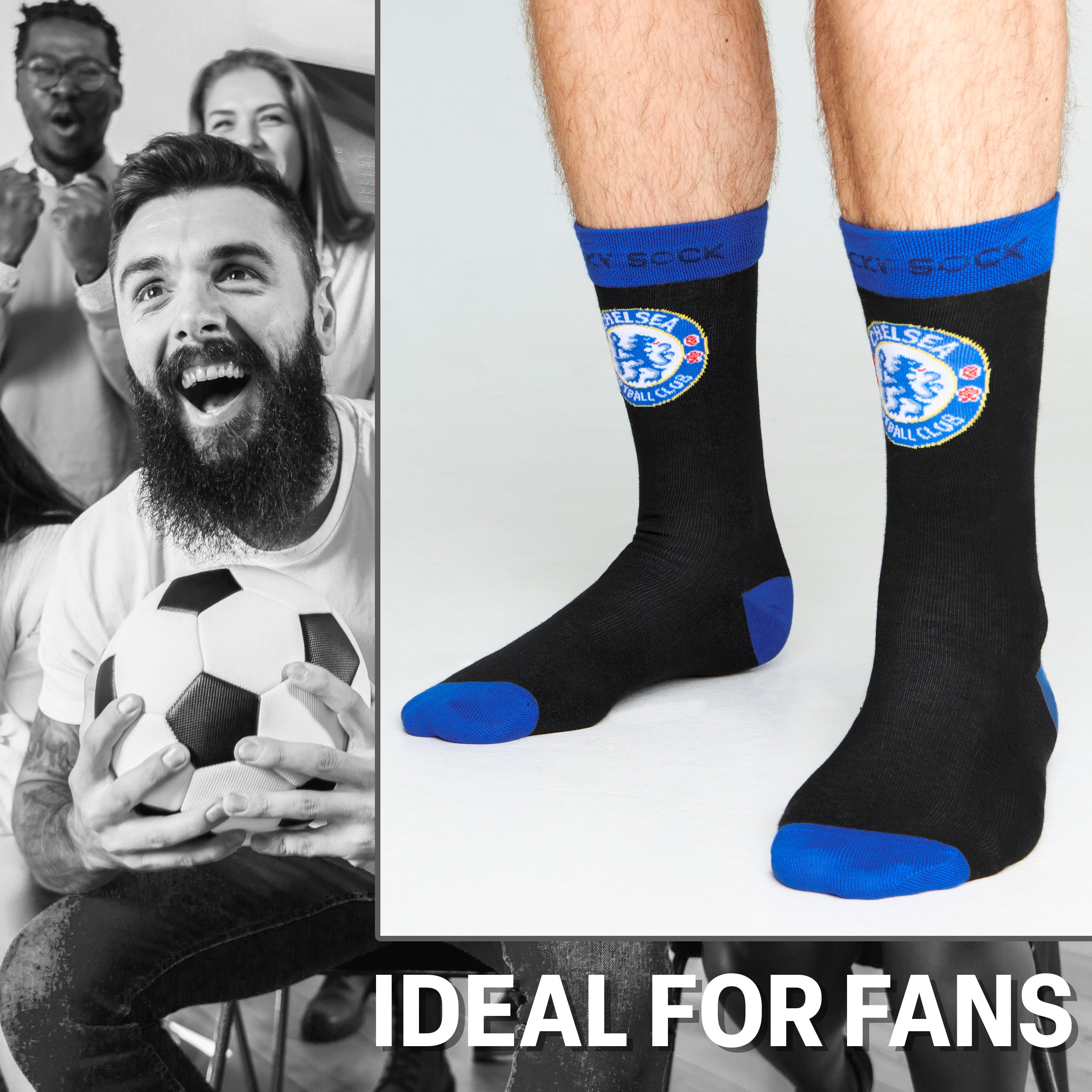 Chelsea F.C. Socks for Men, 4 Pack Breathable Socks Supporters' Gear - Gifts for Men - Get Trend
