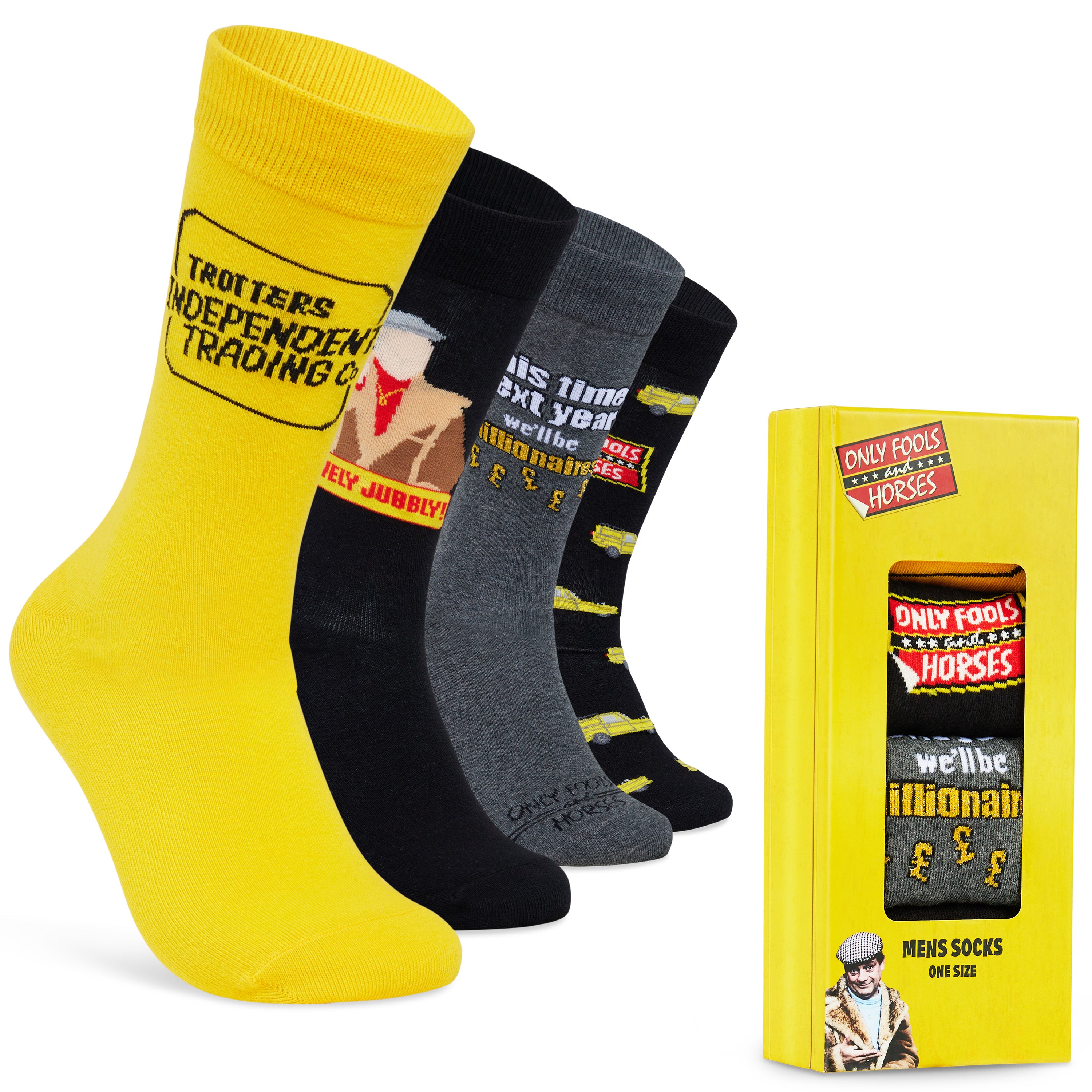 Only Fools and Horses Mens Calf Socks, Soft and Breathable Pack of 4 - Gifts for Him - Get Trend