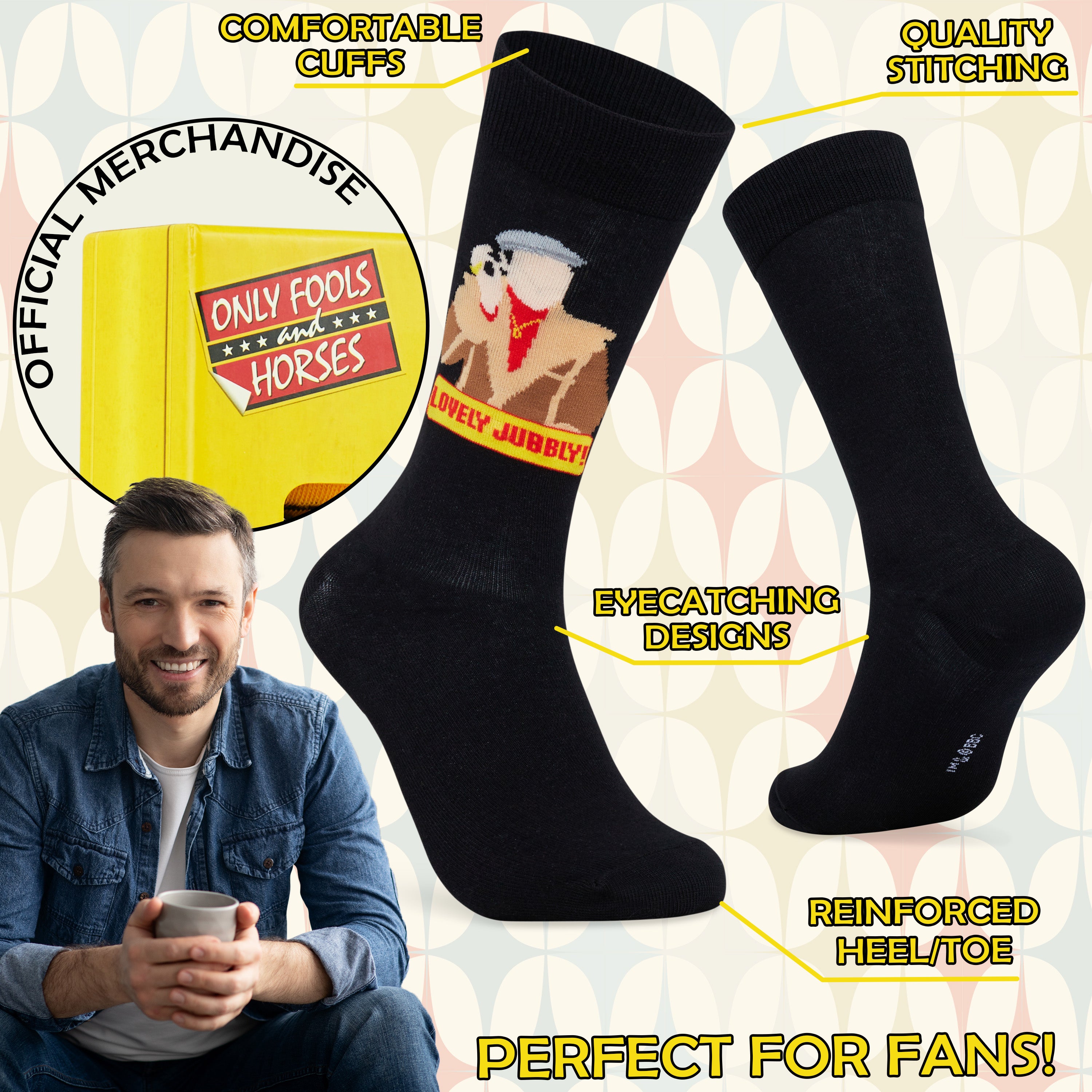 Only Fools and Horses Mens Calf Socks, Soft and Breathable Pack of 4 - Gifts for Him - Get Trend