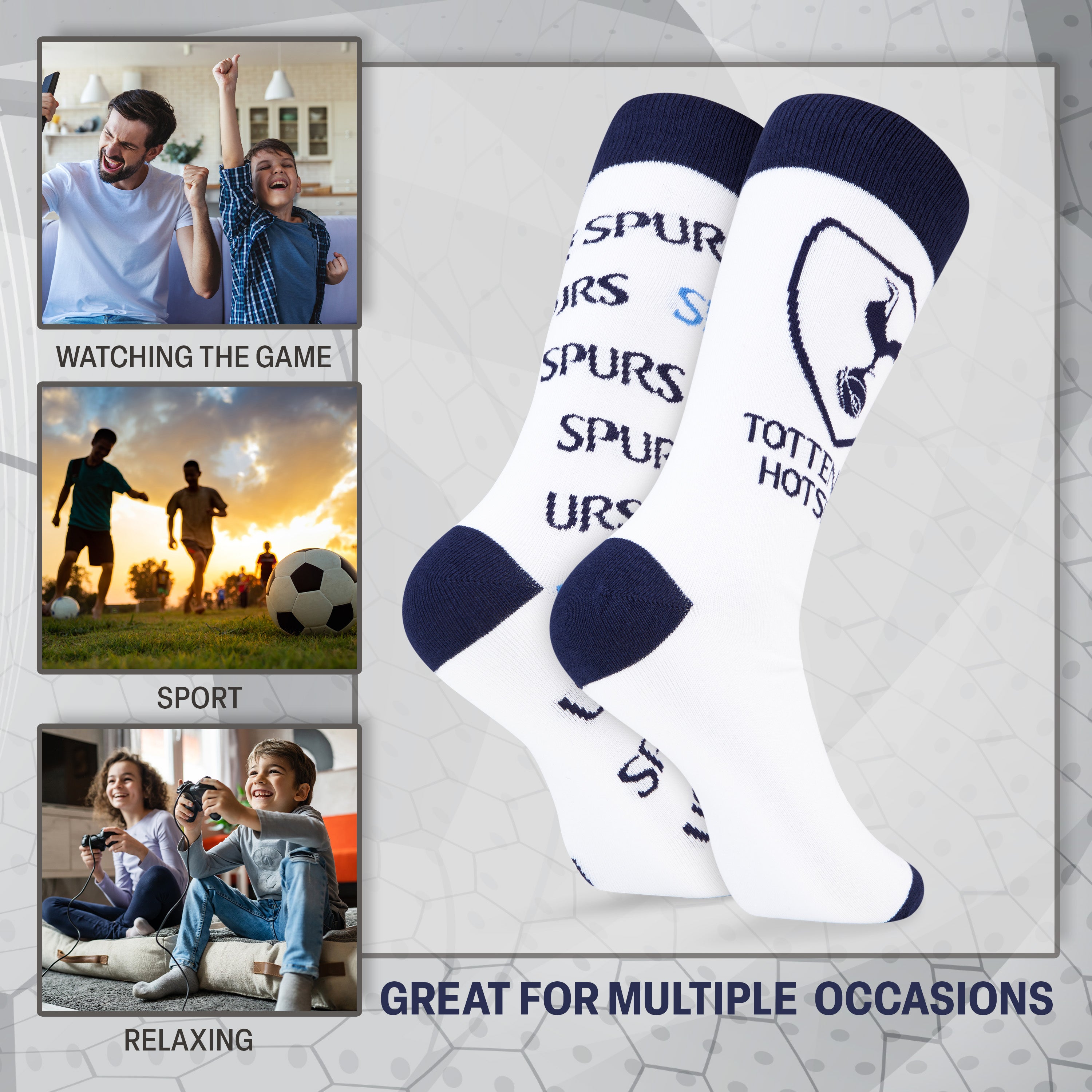 Tottenham Hotspur F.C. Boys Socks, 4 Pack Breathable Socks Supporters' Gear - Spurs Gifts for Boys - Get Trend