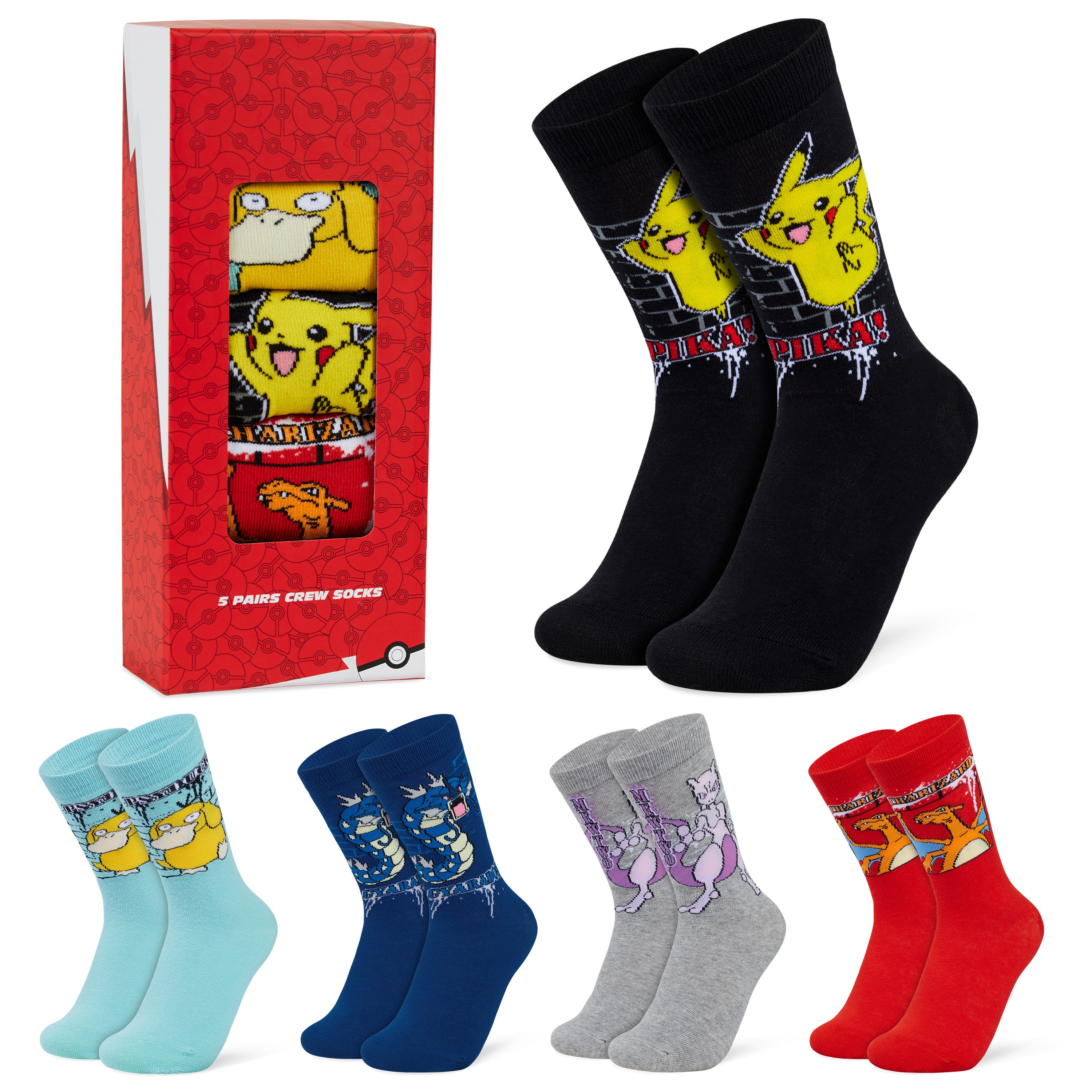 Pokemon Boys Calf Socks, Pikachu Soft Breathable Kids Socks Pack of 5 - Get Trend