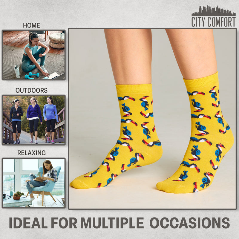 CityComfort Calf Socks for Women and Teenagers - Multi Animal - Pack of 6 - Get Trend