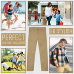 CityComfort Boys Chino Trousers with Front and Back Pockets, Adjustable Waist - Get Trend