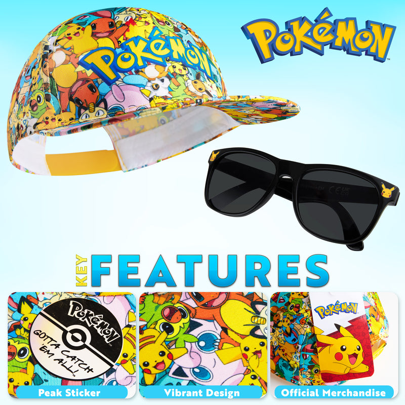 Pokemon Baseball Cap & Sunglasses Set for Kids, Summer Accessories for Kids - Get Trend