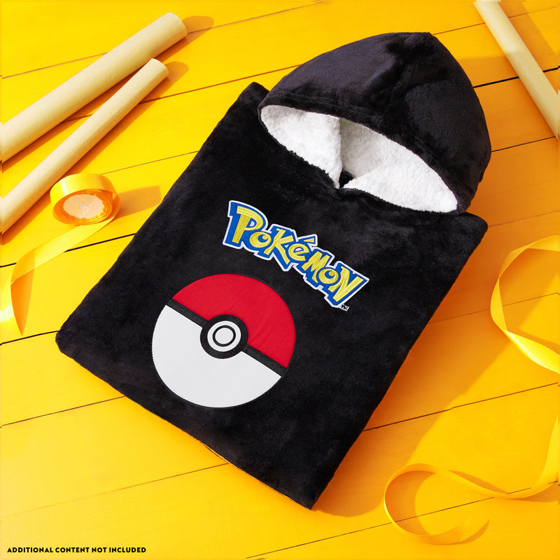 Pokemon Fleece Hoodie Blanket for Kids and Teenagers - Black - Get Trend
