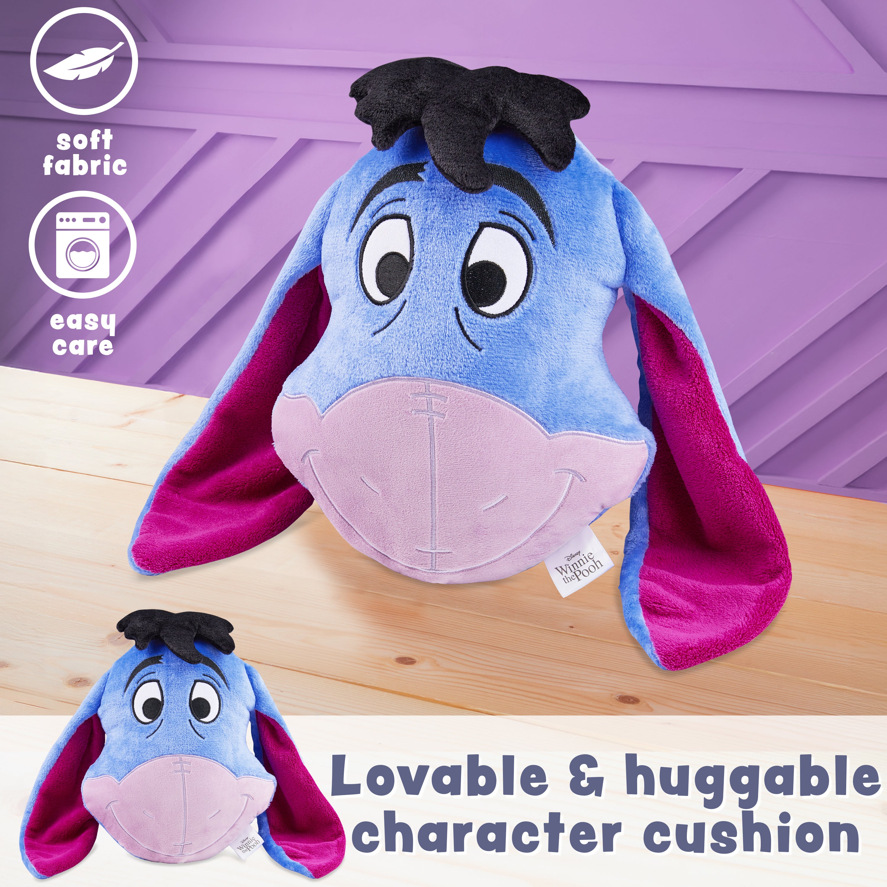 Disney Stitch 3D Plush Pillow Cushion for Sofa or Bed, Cute Kids Cuddle Cushion Soft Plushie Bedroom Accessories, Stitch Gifts for Kids (Blue Eeyore, L39 x W30) - Get Trend