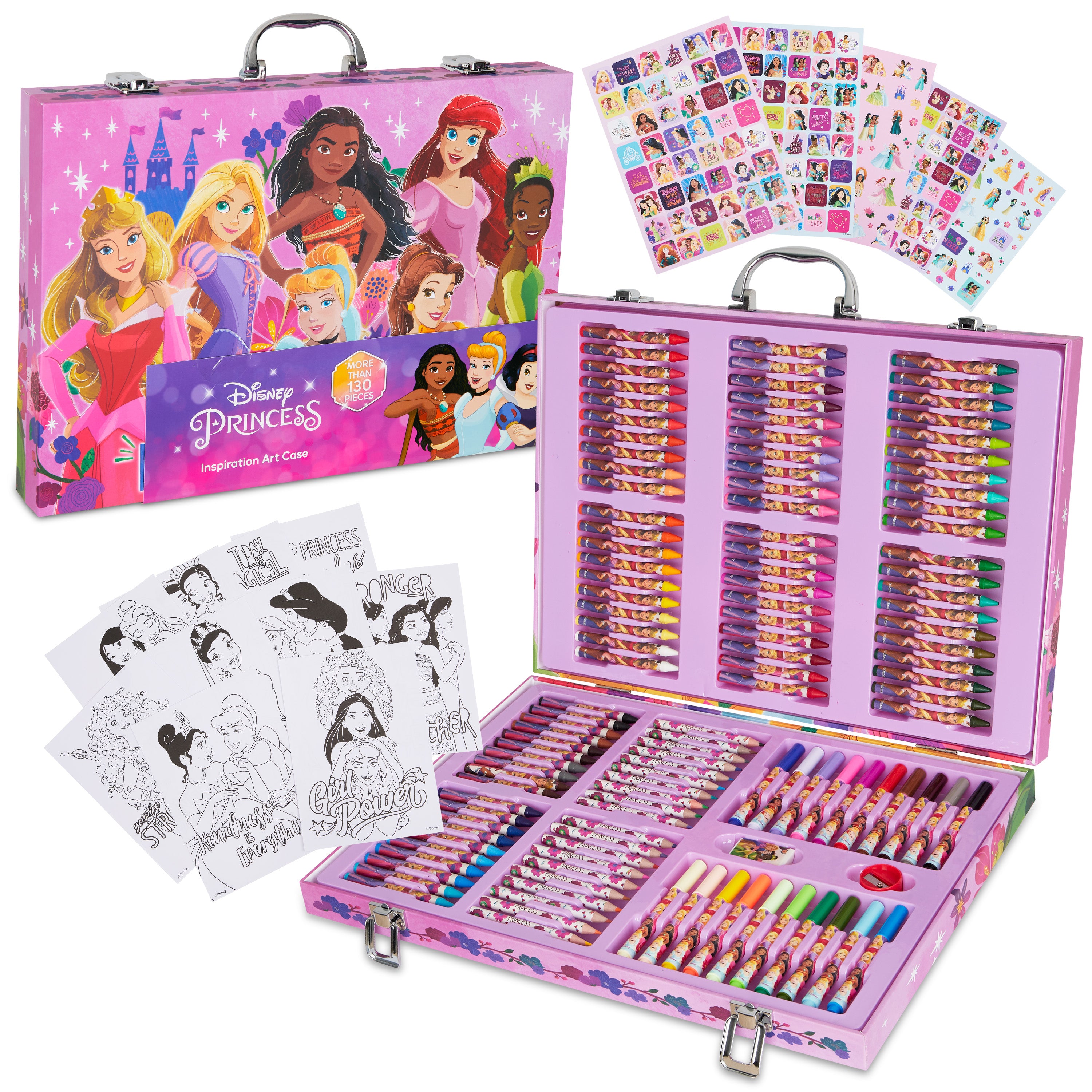 Disney Princess Art Set, Arts and Crafts for Kids 60 Pieces Colouring Sets for Girls Creative Drawing and Painting Sets for Children Art Supplies