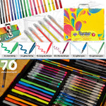KreativeKraft Colouring Pens Set 70 Pcs, Felt Tip Pens Glitter Gel Pens Glitter Markers in Art Case - Get Trend