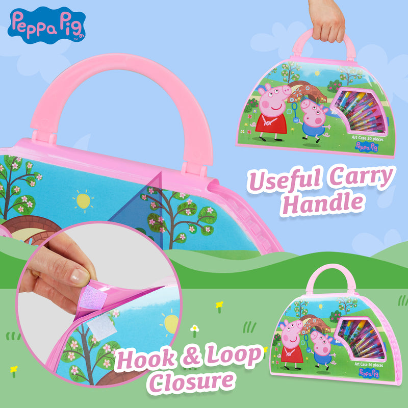 Peppa Pig Kids Art Set for Girls and Boys Travel Case Crafts Drawing and Painting Sets - Get Trend