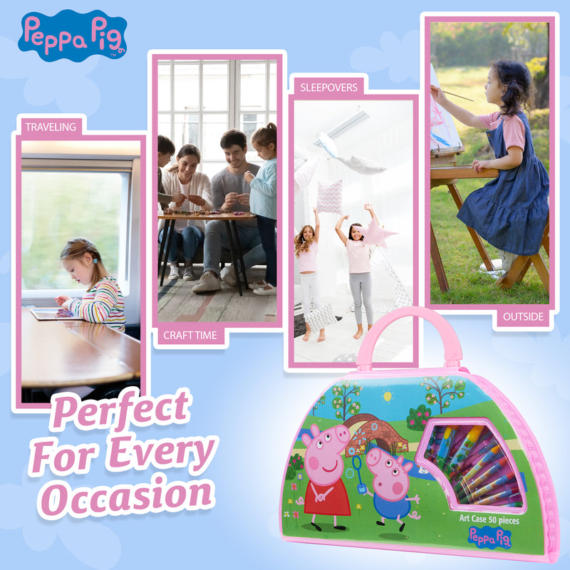 Peppa Pig Kids Art Set for Girls and Boys Travel Case Crafts Drawing and Painting Sets - Get Trend