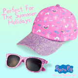 Peppa Pig Girls Summer Hat & Kids Sunglasses, Rainbow Unicorn Pink Baseball Cap - Get Trend