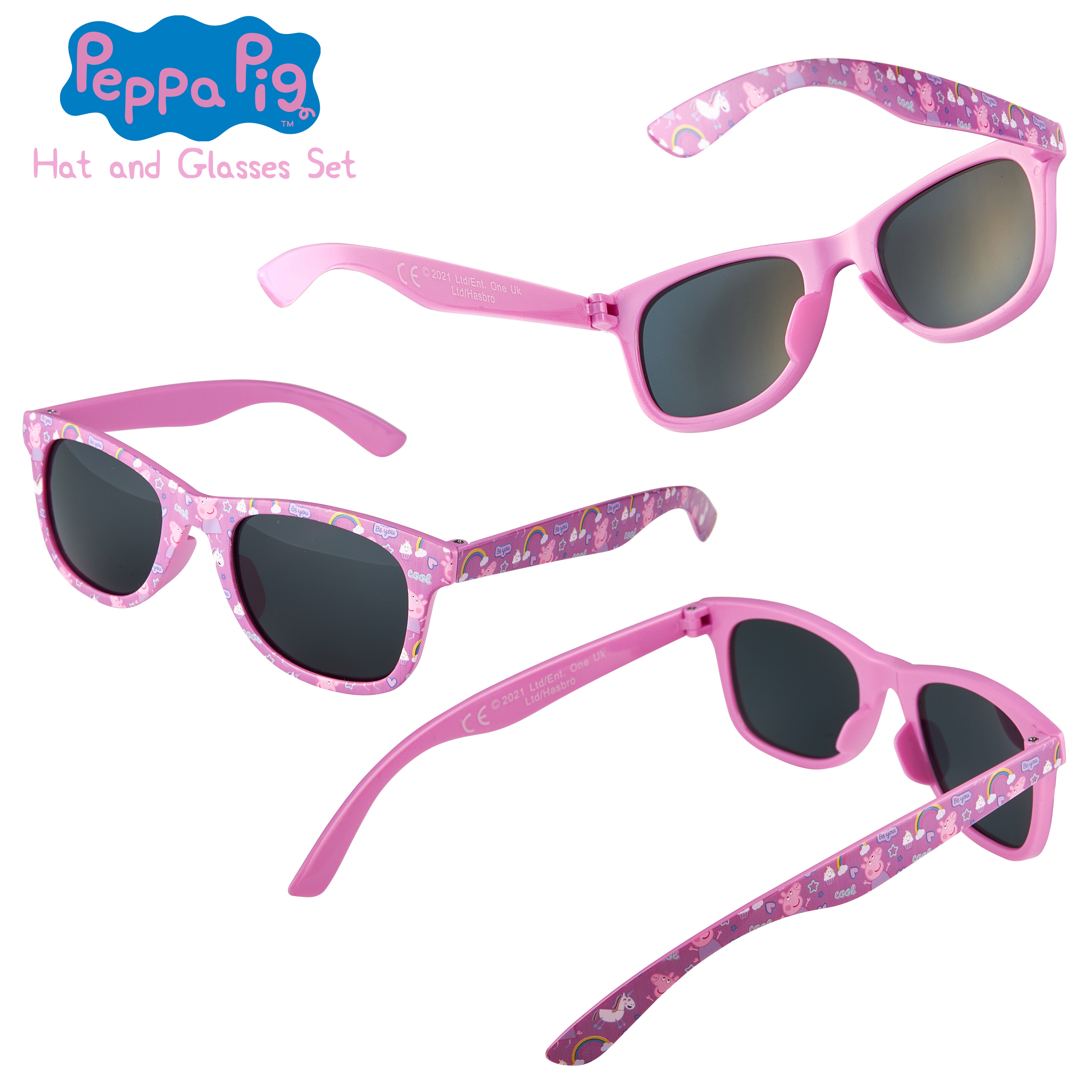 Peppa Pig Girls Summer Hat & Kids Sunglasses, Rainbow Unicorn Pink Baseball Cap - Get Trend