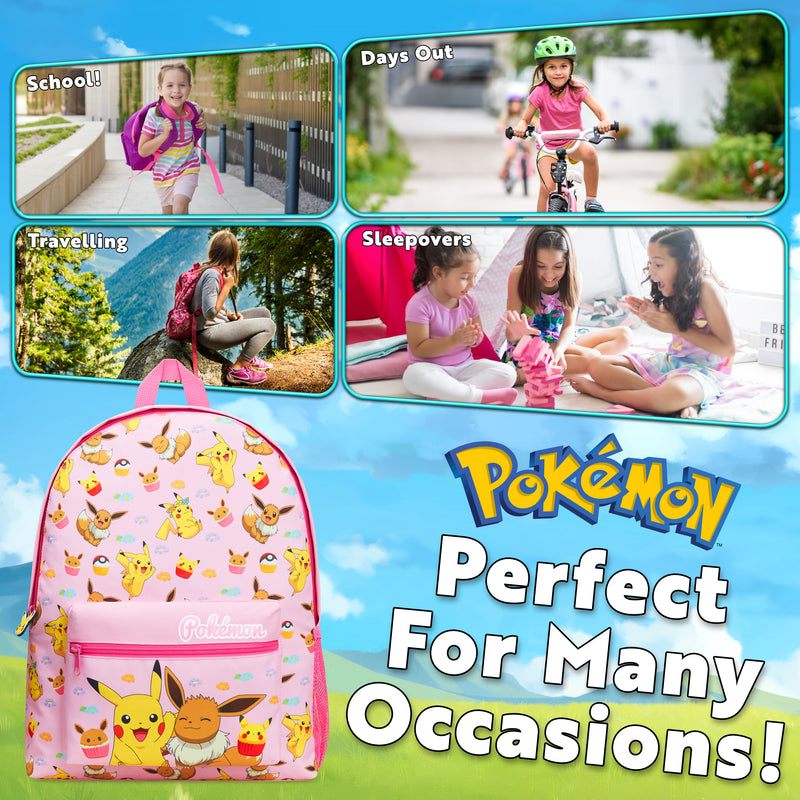 Pokemon Backpack Kids School Bag Boys Girls Teens Pikachu Eevee Pokeball - Get Trend