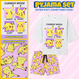 Pokemon Pyjamas Girls Short Sleeve PJs Set Kids Teenagers Anime Lounge Sets