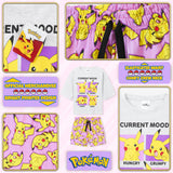 Pokemon Pyjamas Girls Short Sleeve PJs Set Kids Teenagers Anime Lounge Sets