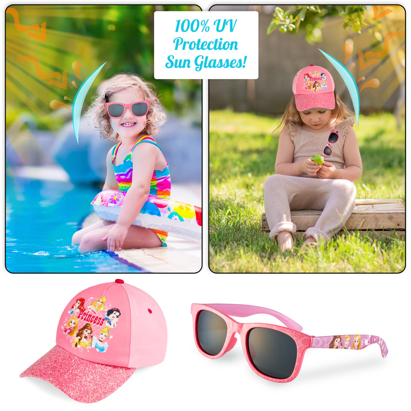 Disney Princess Baseball Cap & Kids Sunglasses, Girls Sun Hat & Sunglasses - Get Trend