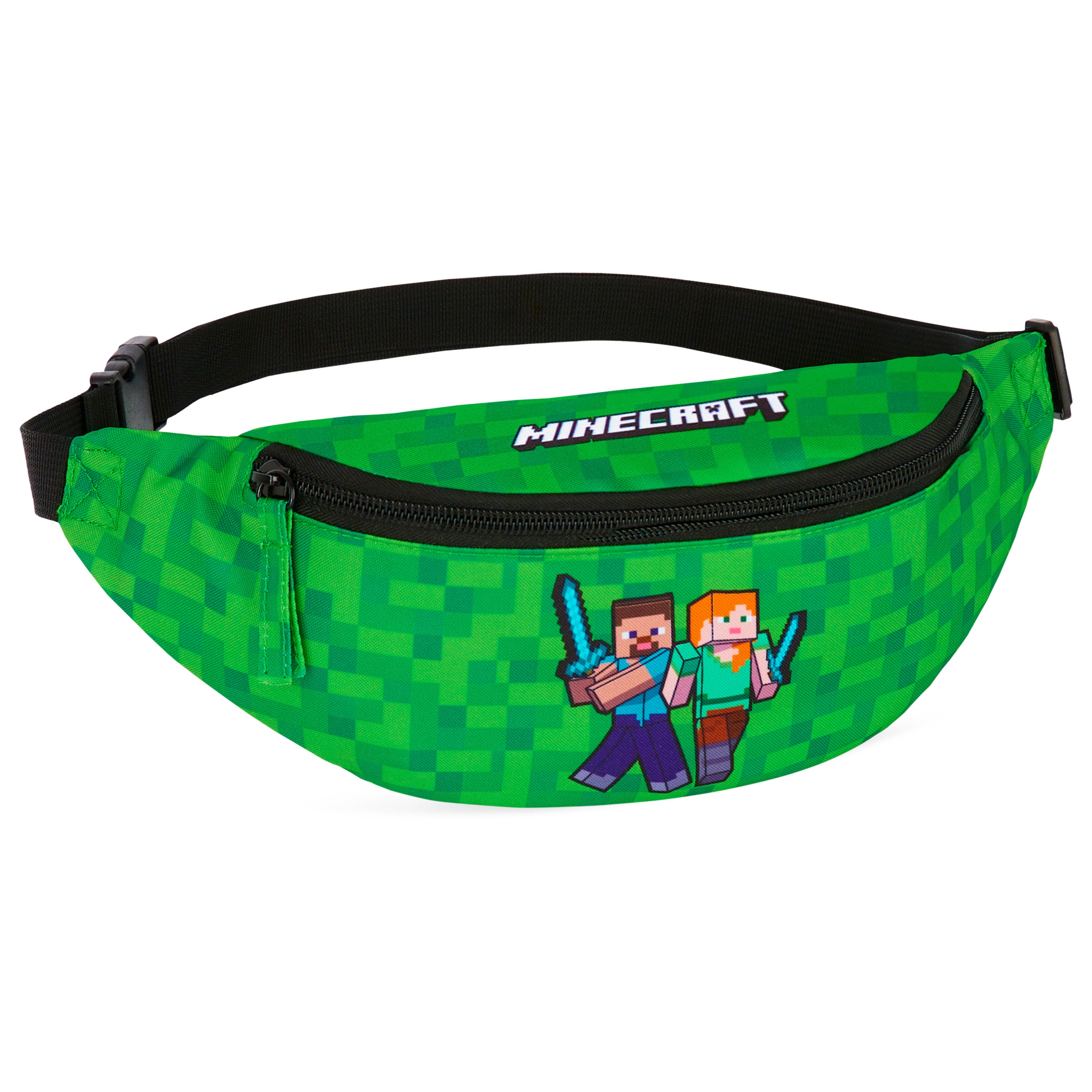 Minecraft Boys Fashion Waist Pack with Adjustable Strap, Creeper Travel Bag - Gamer Gifts (Green) - Get Trend