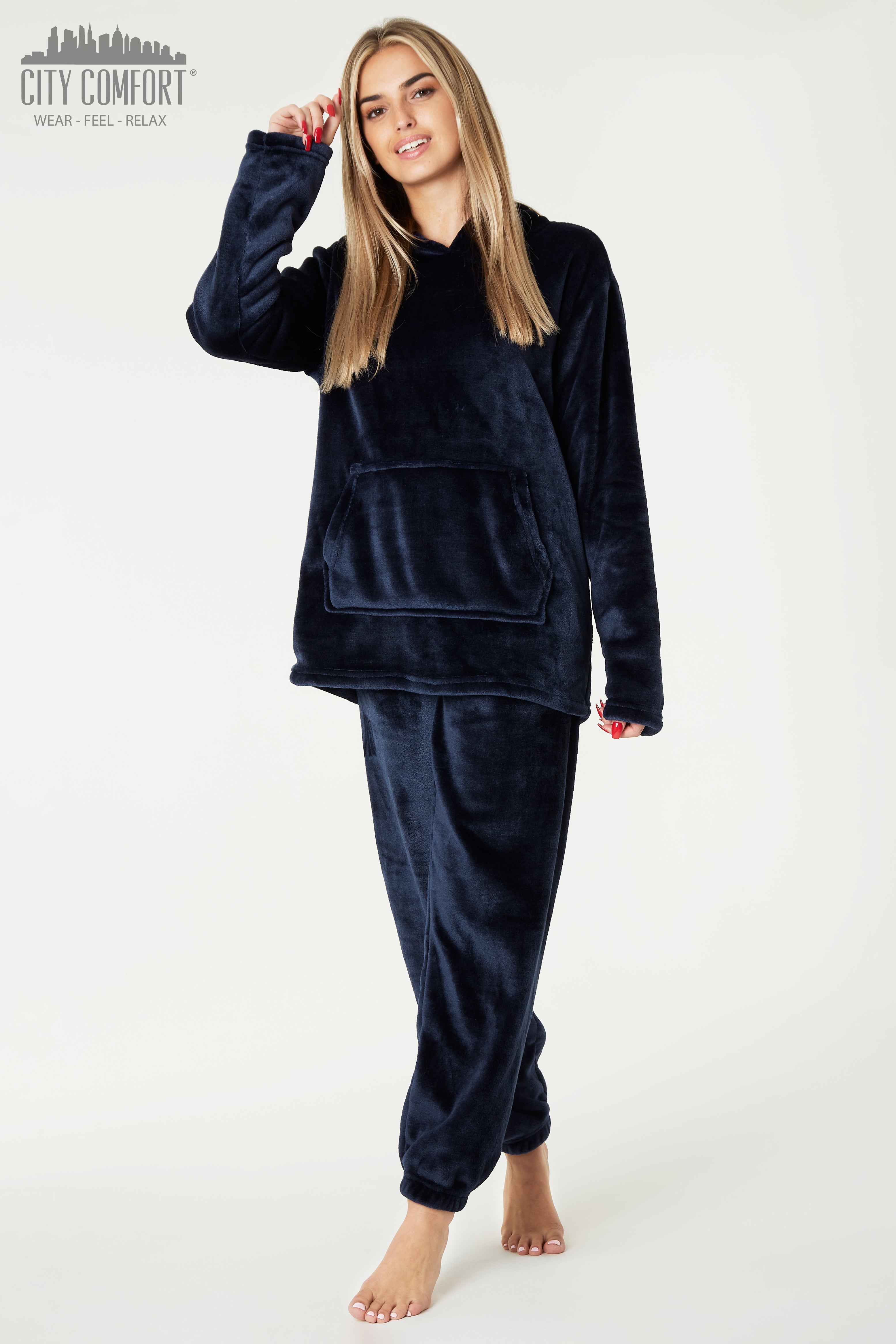 CityComfort Pyjamas Set for Women and Teens Fleece Hooded Long PJs Warm Loungewear Fluffy Nightwear Soft Cosy Sleepwear Gifts for Her - Get Trend