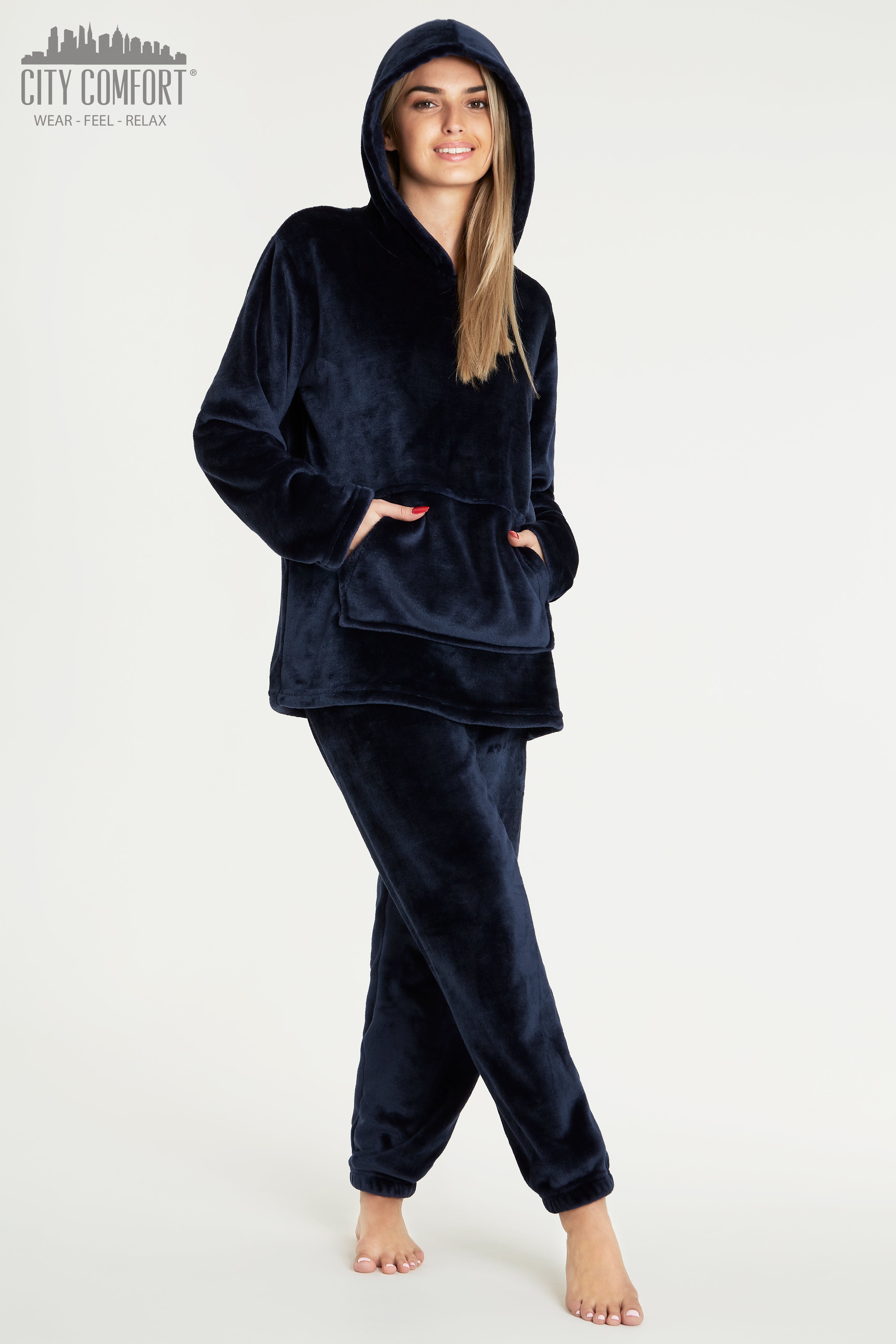 CityComfort Pyjamas Set for Women and Teens Fleece Hooded Long PJs Warm Loungewear Fluffy Nightwear Soft Cosy Sleepwear Gifts for Her - Get Trend
