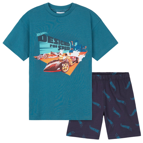 Hot Wheels Boys Short Pyjamas Set, Cotton 2 Piece Loungewear Set - Blue - Get Trend