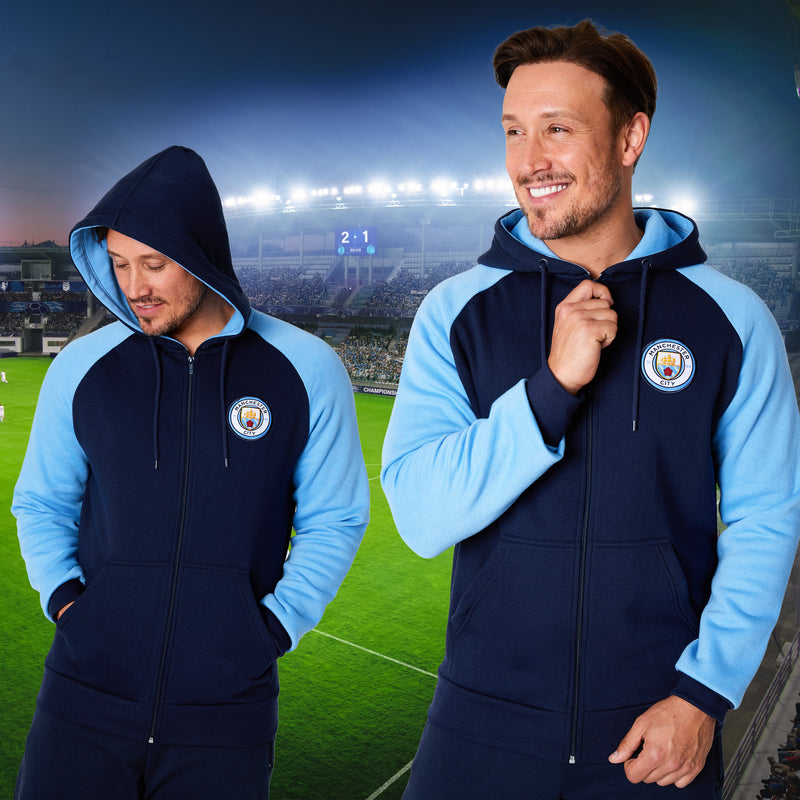 Manchester City F.C. Mens Zip Up Hoodie with Pockets - Get Trend