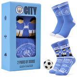 Manchester City F.C. Boys Novelty Socks with Mini Football, Breathable Comfy - Get Trend
