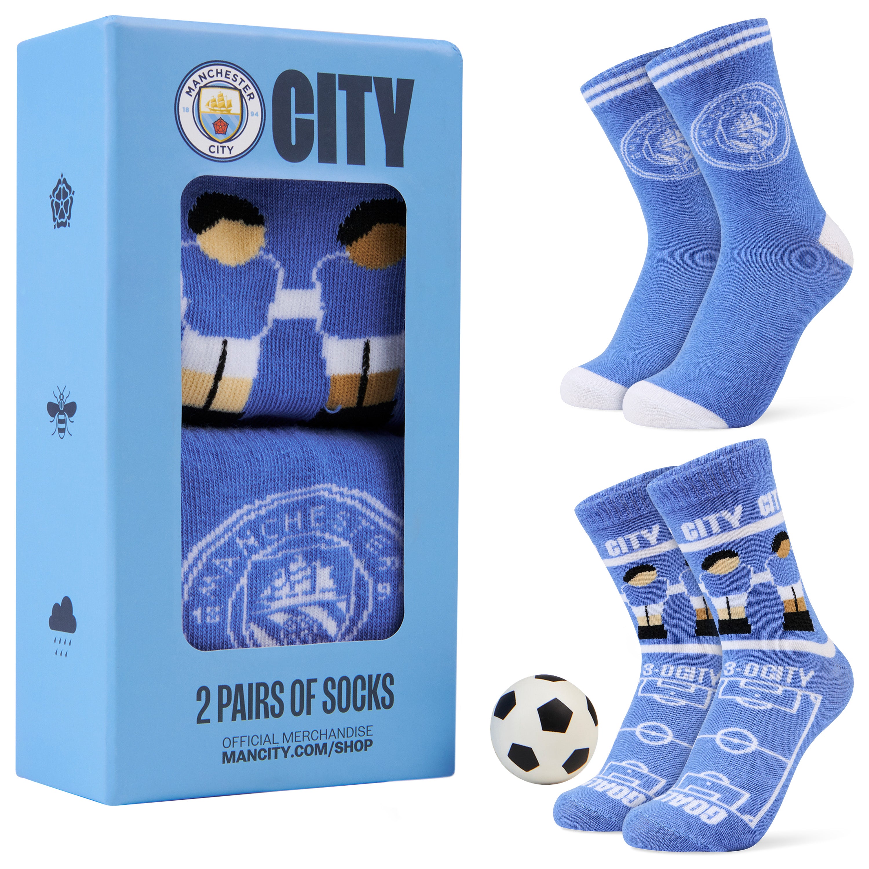 Manchester City F.C. Boys Novelty Socks with Mini Football, Breathable Comfy - Get Trend