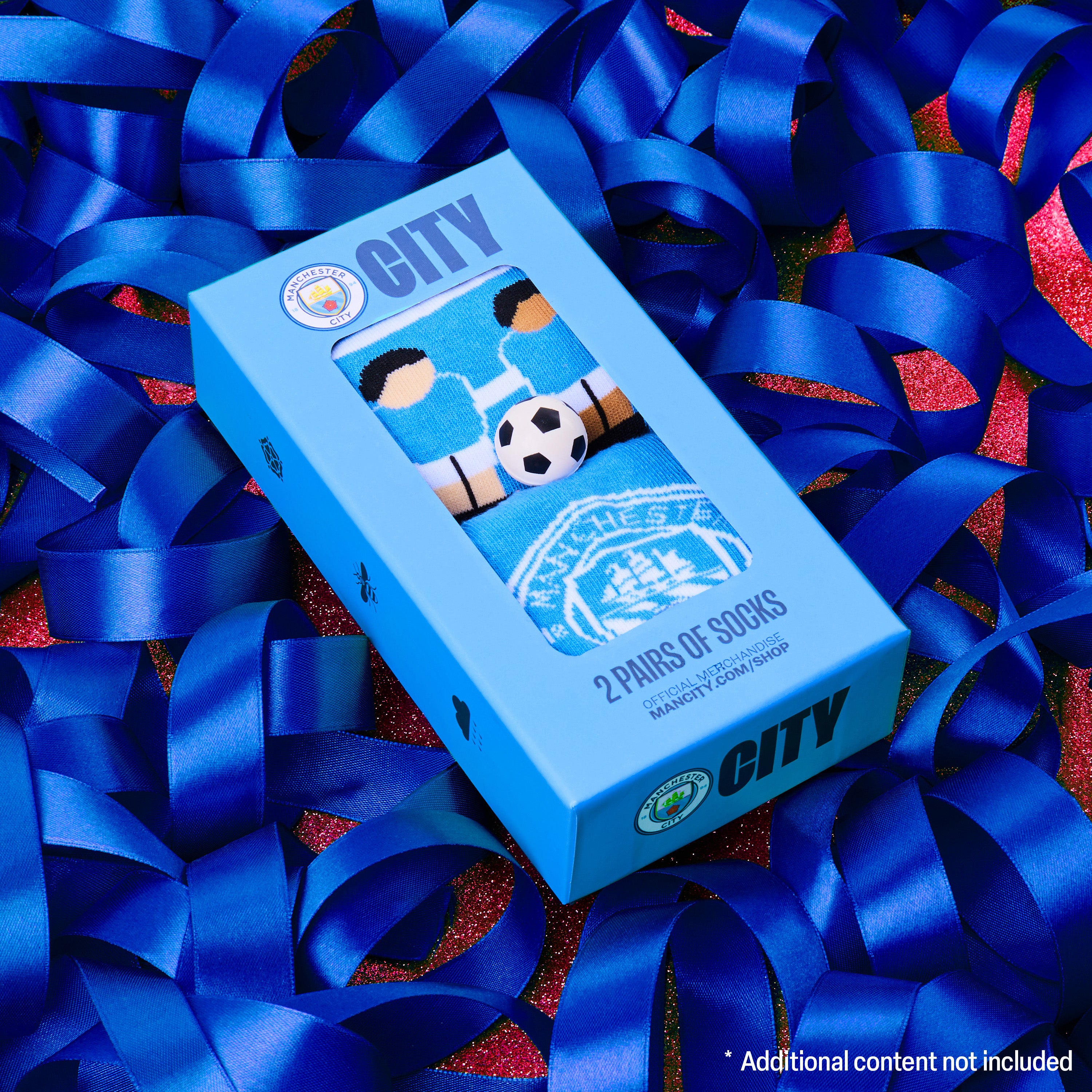 Manchester City F.C. Boys Novelty Socks with Mini Football, Breathable Comfy - Get Trend