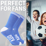 Manchester City F.C. Boys Novelty Socks with Mini Football, Breathable Comfy - Get Trend