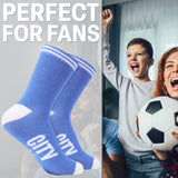 Manchester City F.C. Boys Novelty Socks with Mini Football, Breathable Comfy - Get Trend