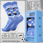 Manchester City F.C. Boys Novelty Socks with Mini Football, Breathable Comfy - Get Trend