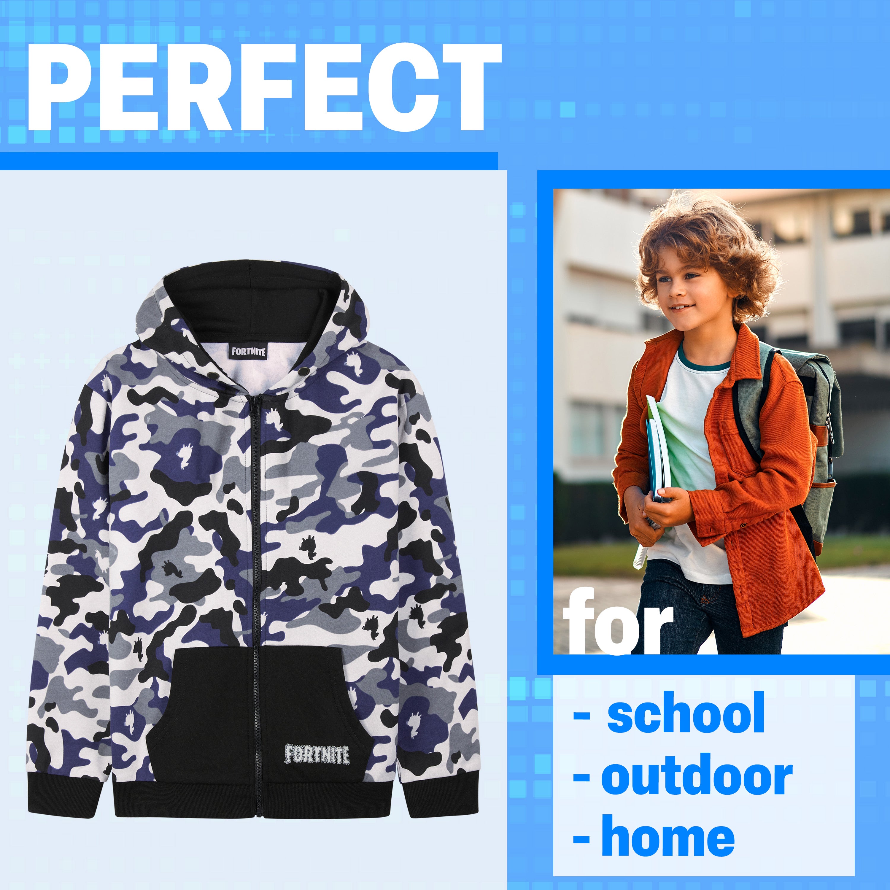 Fortnite Hoodie for Boys Teenagers Zip Up Jacket Warm Hooded Pullover Cosy Zipped Long Sleeve Gaming Sweater Casual Fashion Gaming Gifts for Boys - Get Trend