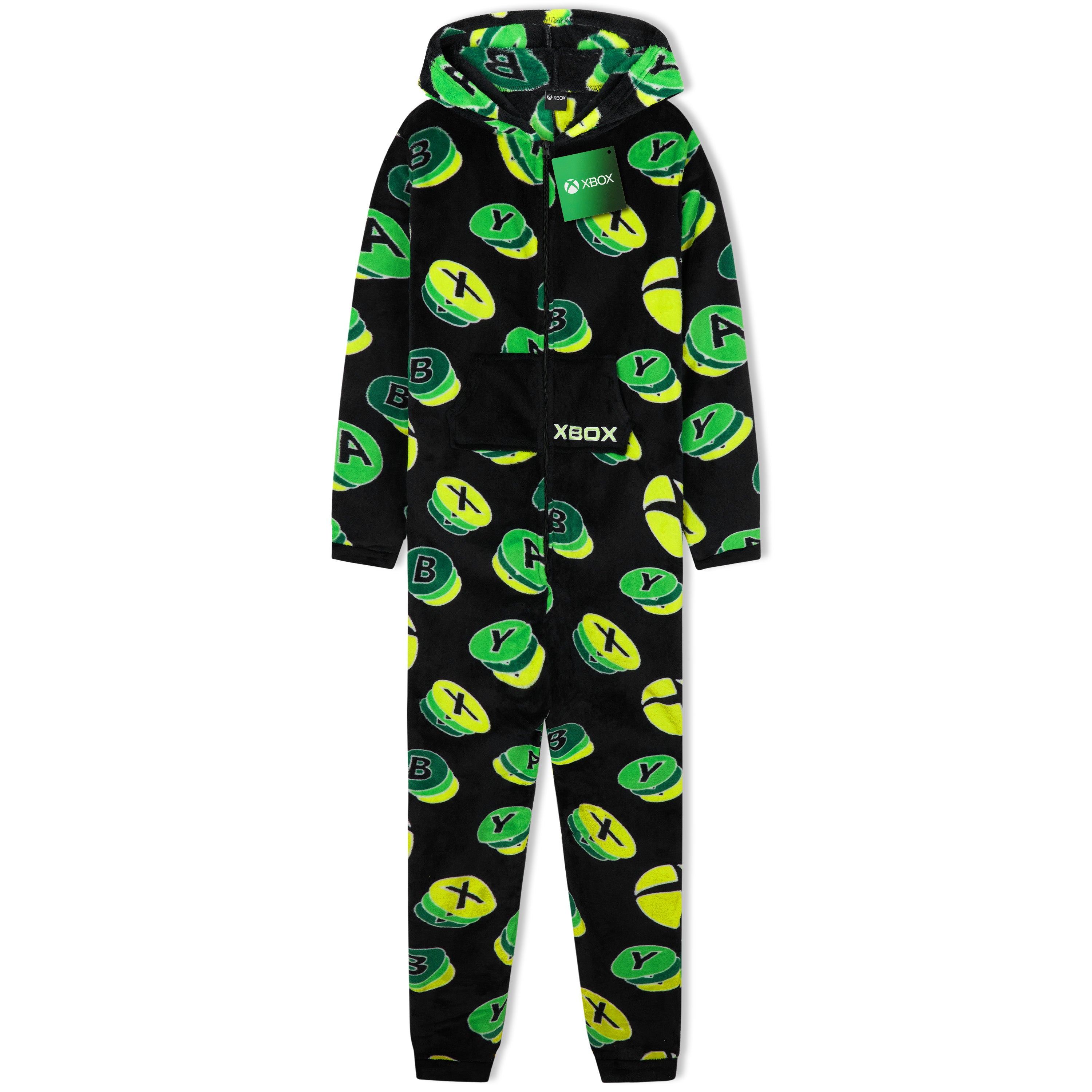 Xbox Onesie for Boys Teens All in One Fleece Pyjamas Hooded Jumpsuit Loungewear - Get Trend