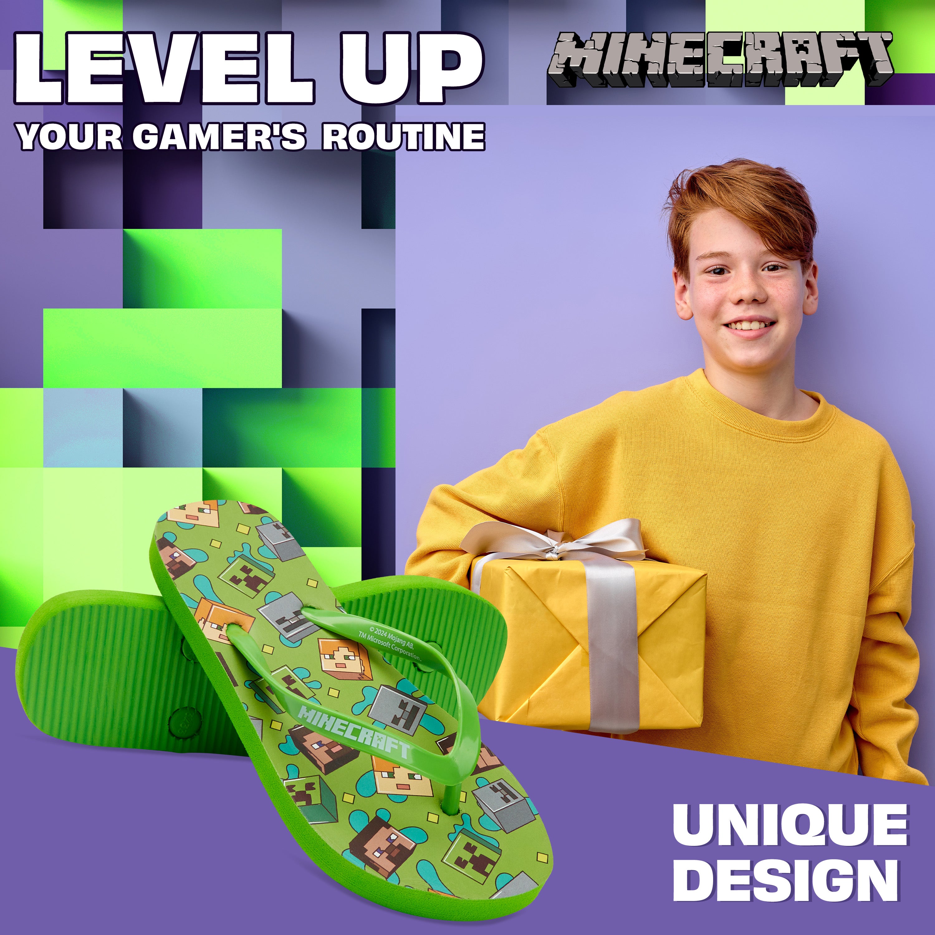 Minecraft Boys Sliders or Flip Flops for Beach and Pool - Boys Gifts - Get Trend