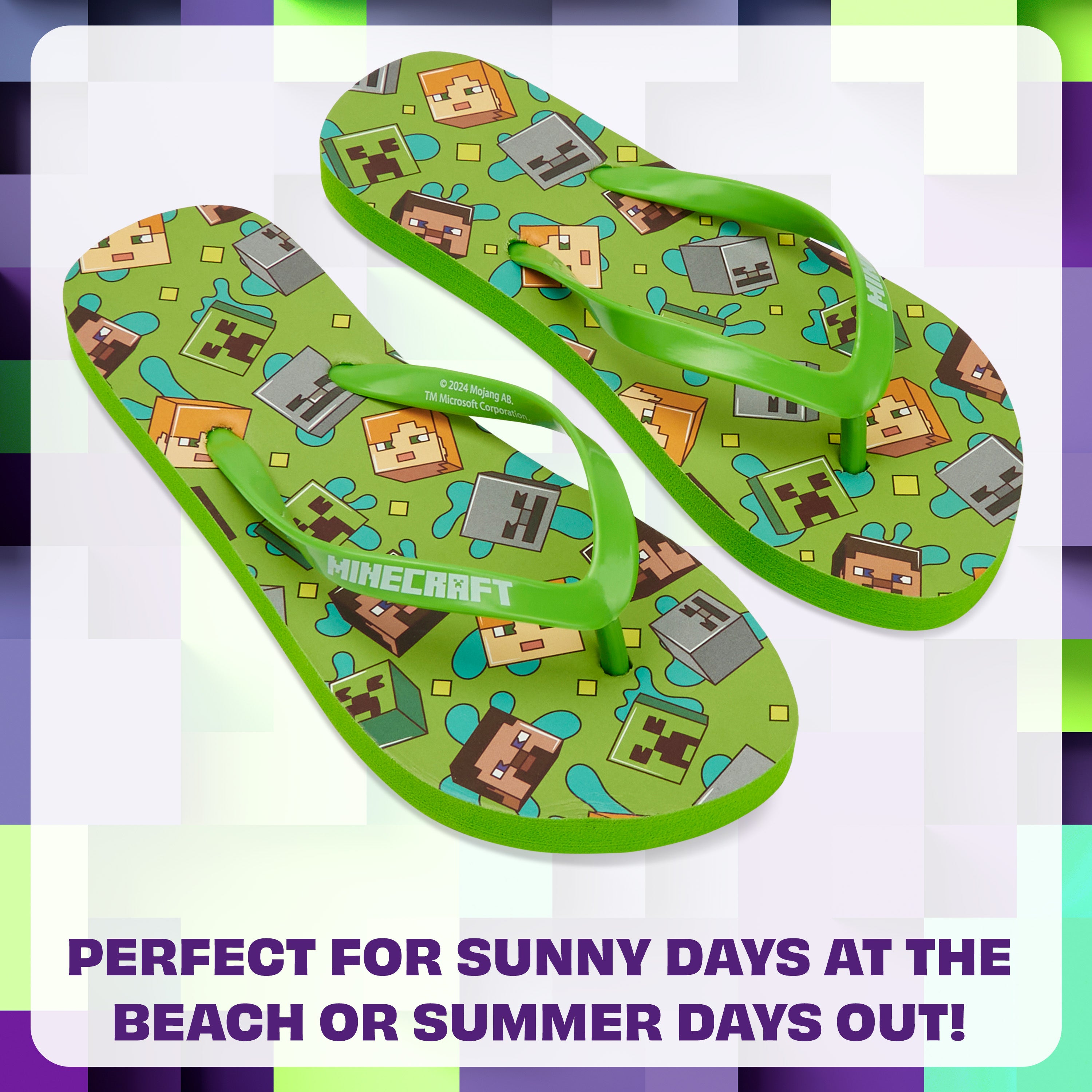Minecraft Boys Sliders or Flip Flops for Beach and Pool - Boys Gifts - Get Trend