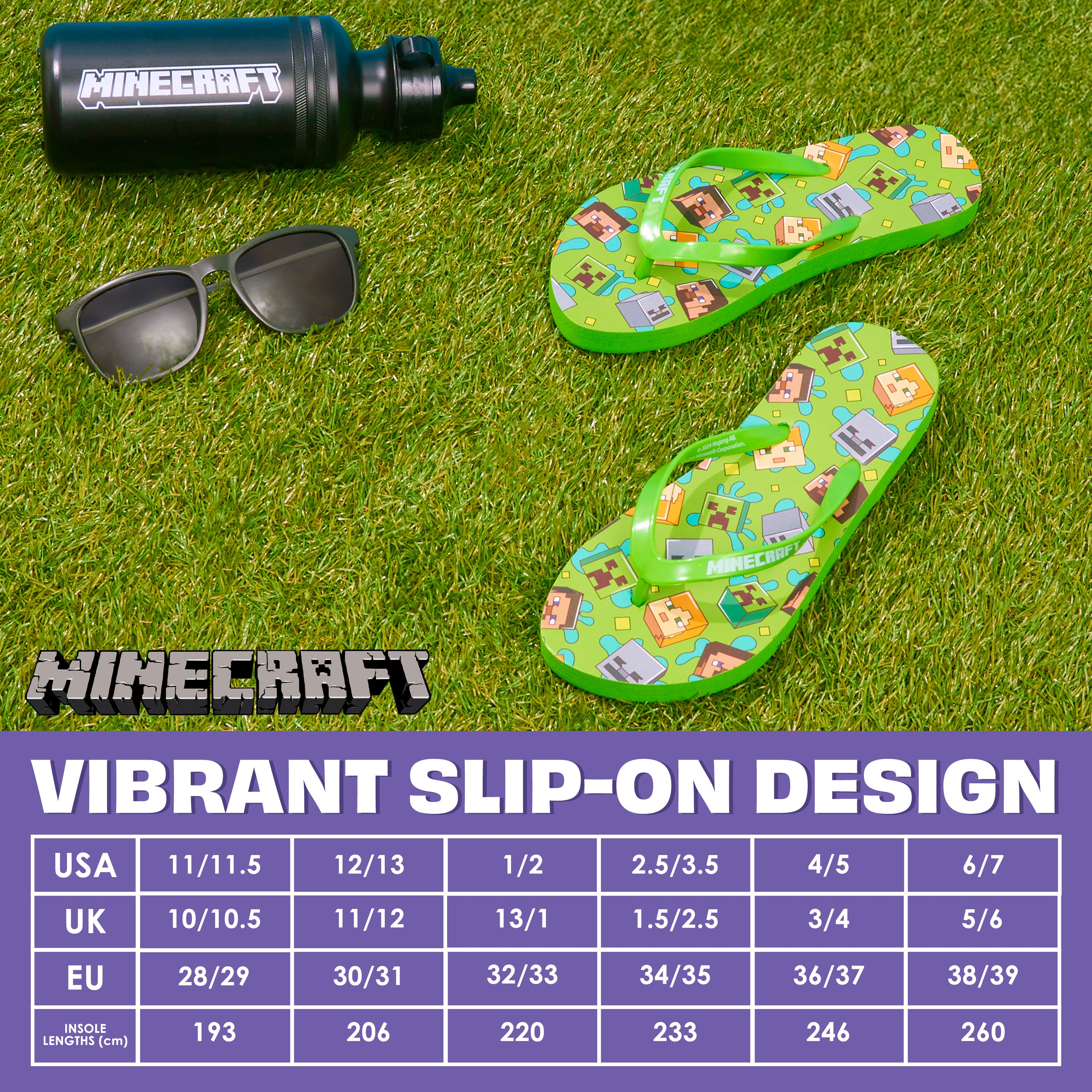 Minecraft Boys Sliders or Flip Flops for Beach and Pool - Boys Gifts - Get Trend