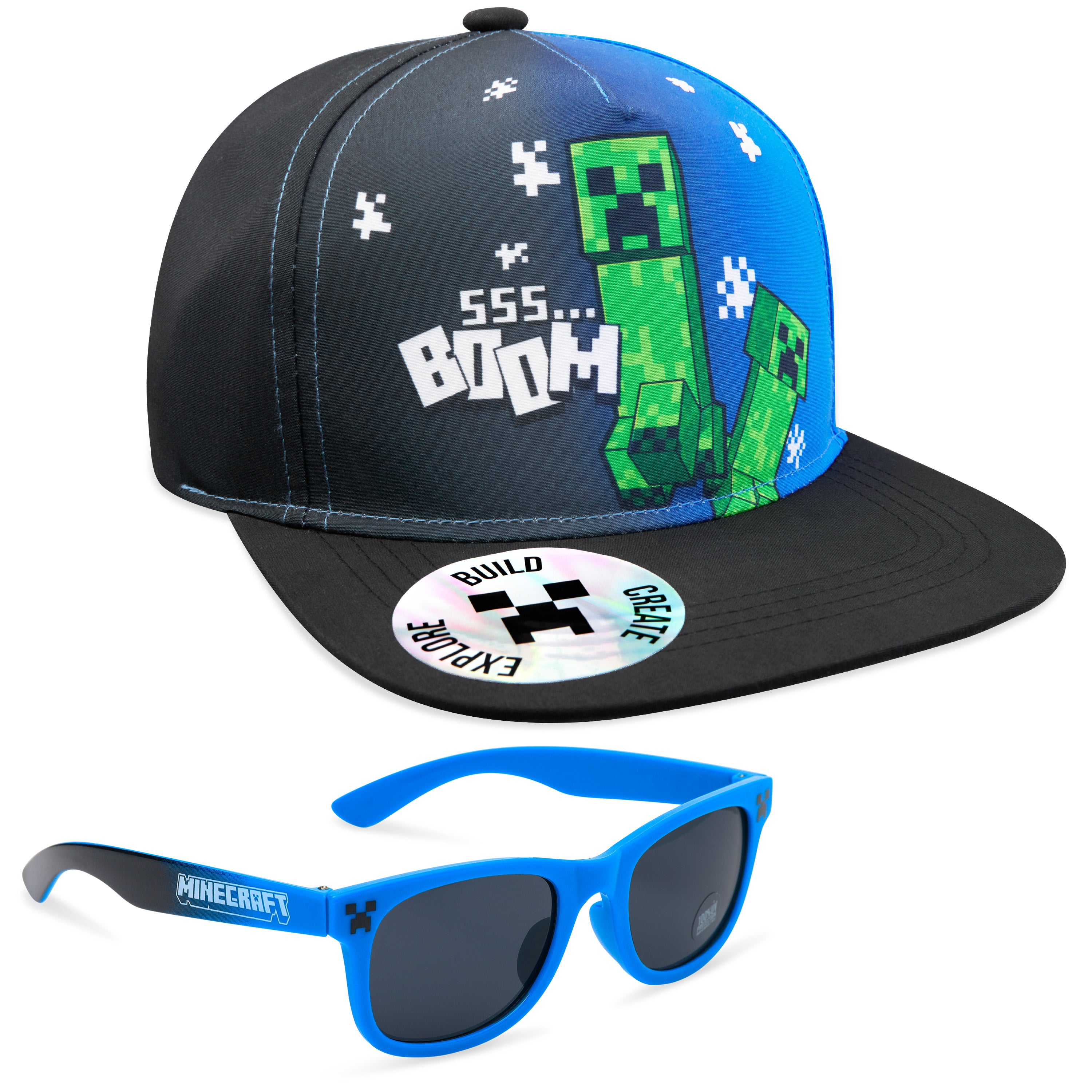 Minecraft Baseball Cap and;Sunglasses Set, Adjustable Hat 100% UV Protection Kids Boys - Get Trend