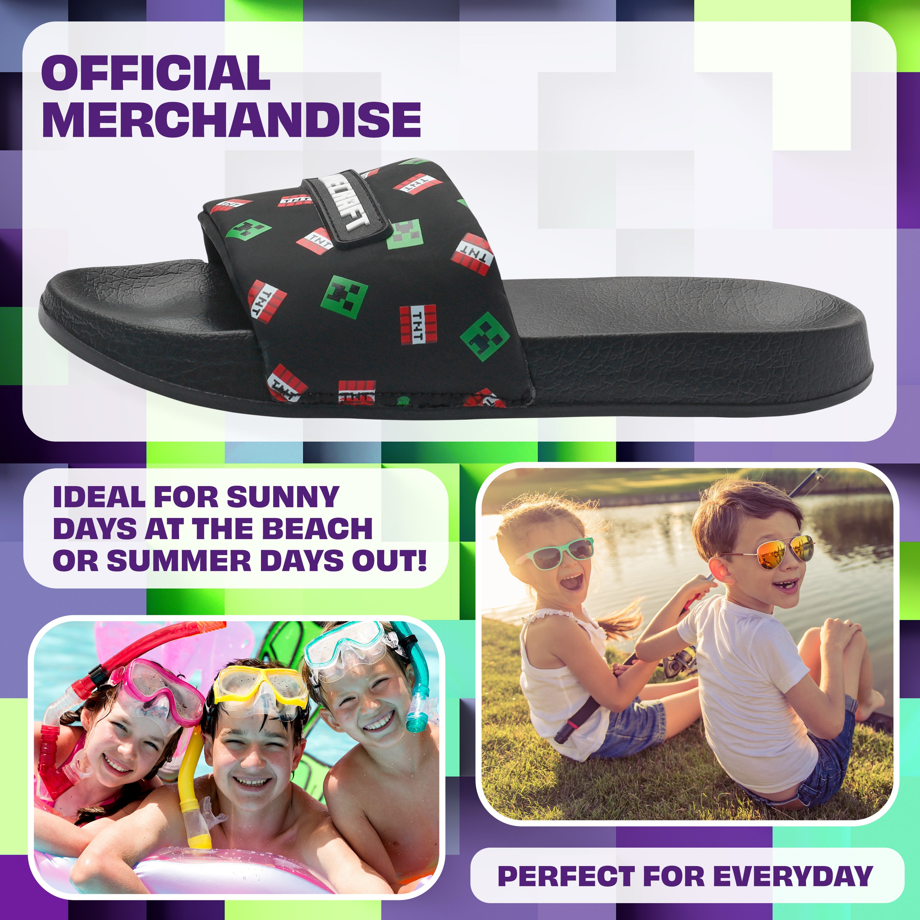 Minecraft Boys Sliders or Flip Flops for Beach and Pool - Boys Gifts - Get Trend