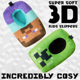 Minecraft Boys Slippers, Cosy Creeper Indoor House Shoes - Gamer Gifts for Boys - Get Trend