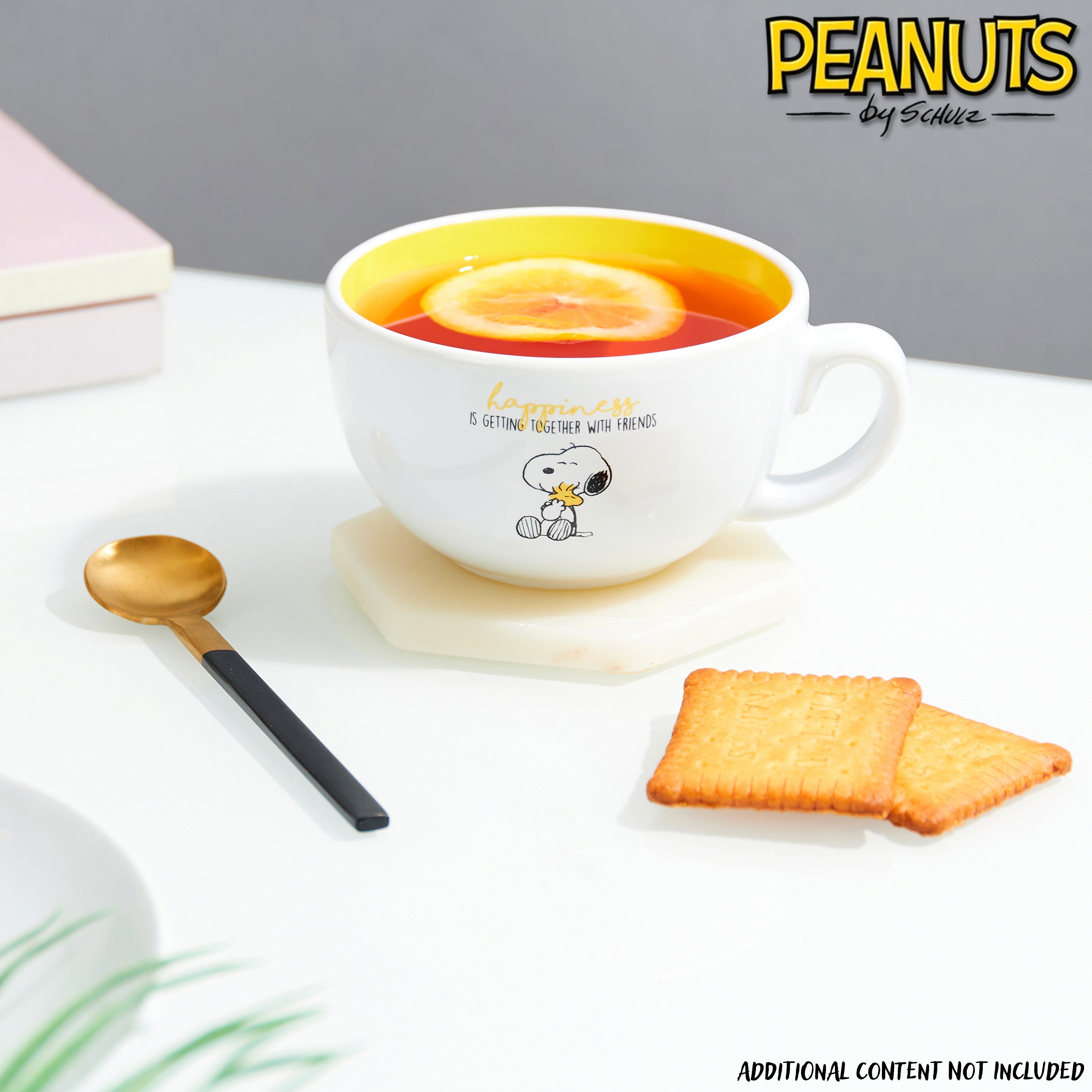 Peanuts Snoopy Coffee Cup Ceramic Mug Cute Cappuccino or Tea Cup for Women Teens Mum Wife Work Office Gifts for Women (White/Yellow Cappuccino, 340ml) - Get Trend