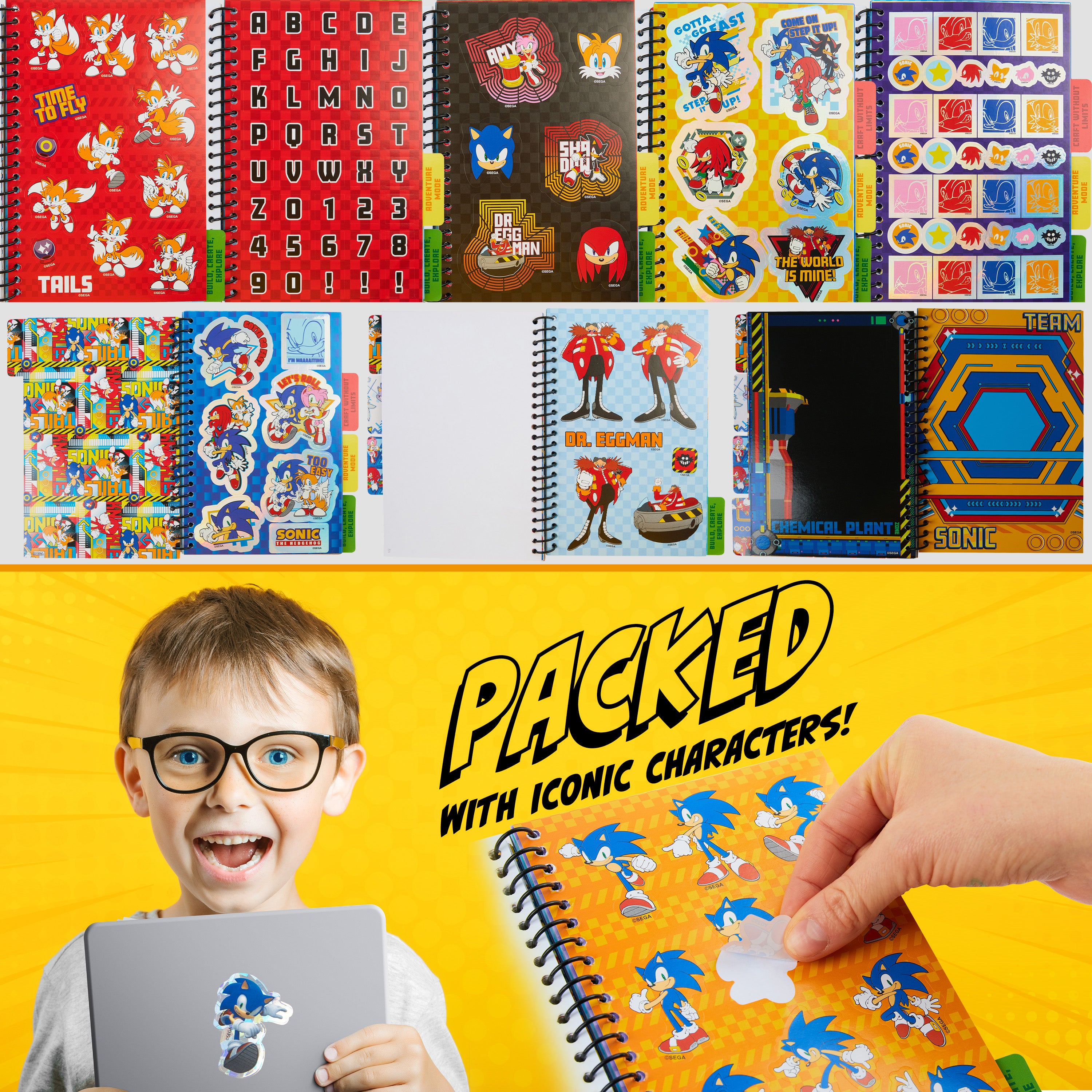 SONIC THE HEDGEHOG Sticker Book for Kids Teens Activity Book 28 Sticker Sheets Shadow Knuckles 400+ Collector Stickers for Scrapbooking Art Activity Set - Get Trend