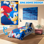 SONIC THE HEDGEHOG Duvet Cover and Pillowcase Set - Single Size - Get Trend