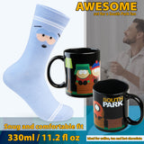 South Park Mug and Socks Gift Set, Calf Socks and 330ml Ceramic Coffee & Tea Mug - Get Trend