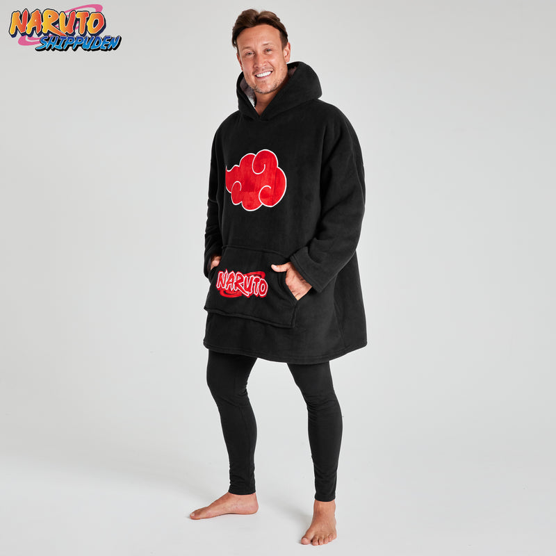 Naruto Blanket Hoodie for Men - Black/Red - Get Trend
