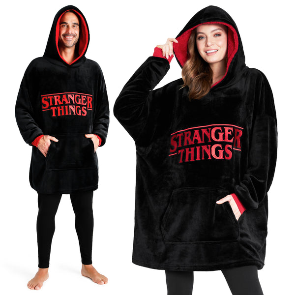 Stranger Things Blanket Hoodie for Adults - Black/Red - Get Trend