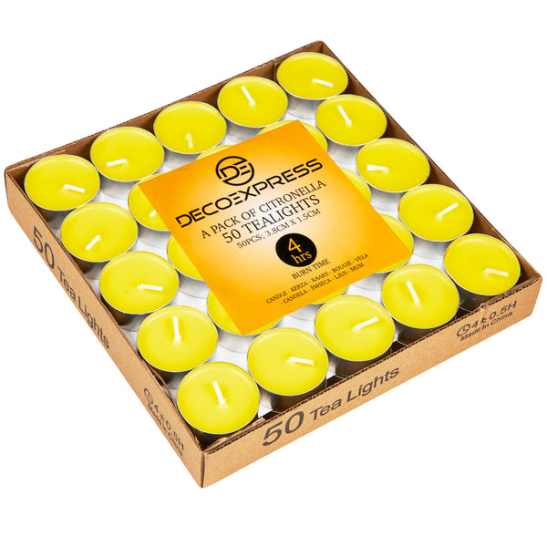 Deco Express Citronella Tealight Candles Multipack - Yellow 50/4 Hours - Get Trend