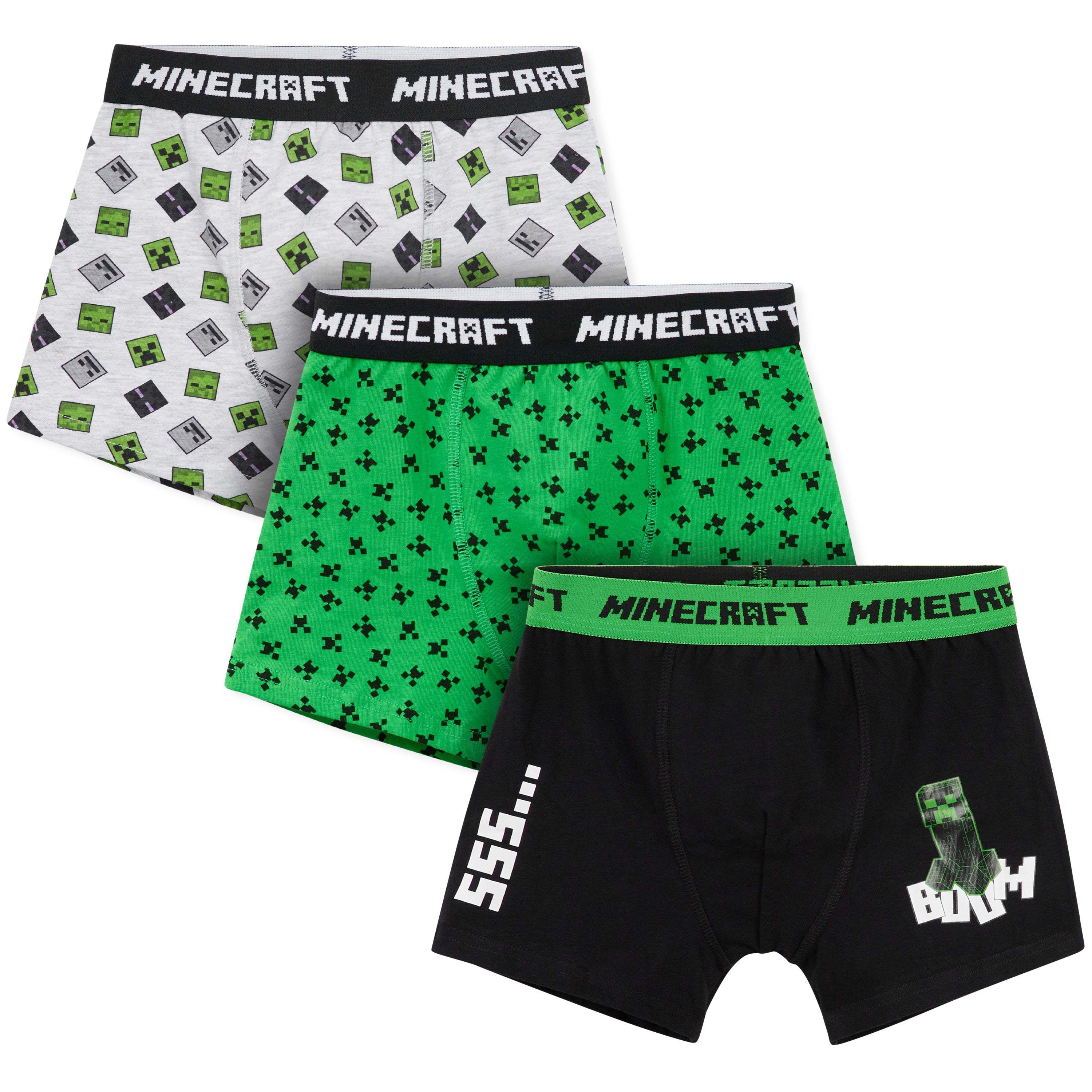 Minecraft Boys Boxer Shorts, Soft Breathable Stretchy Boxers Pack of 3 Boys Underwear - Get Trend