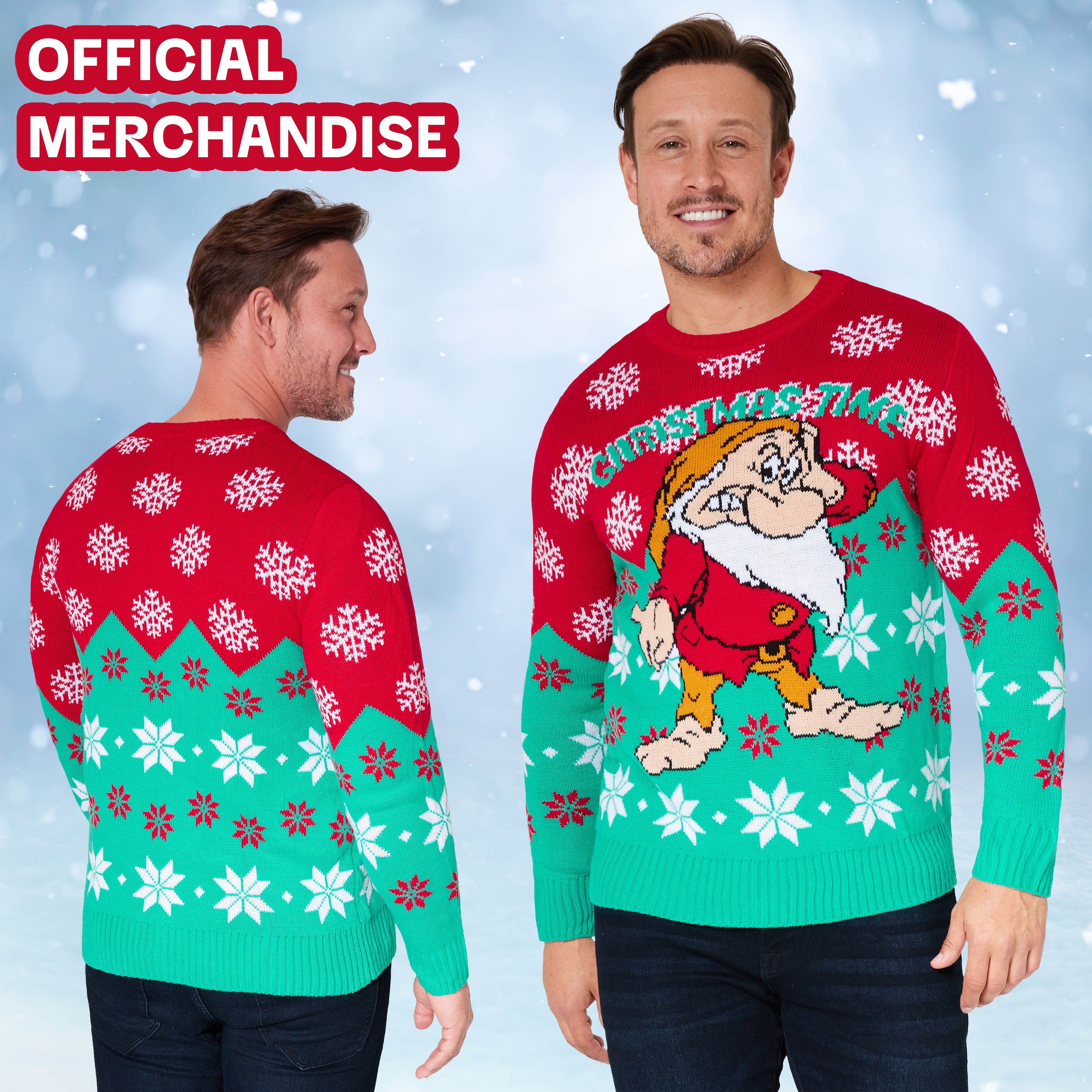 Disney Mens Christmas Jumper Crew Neck with Long Sleeves, Warm Cosy Xmas Jumper - Gifts for Men - Get Trend