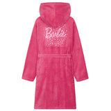 Barbie Girls Teenagers Fleece Dressing Gown with Hood & Pockets, Cosy Robe Fluffy Loungewear Nightwear - Gifts for Girls - Get Trend